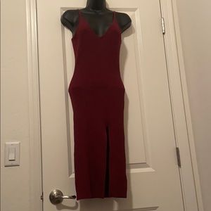 Low cut burgundy dress